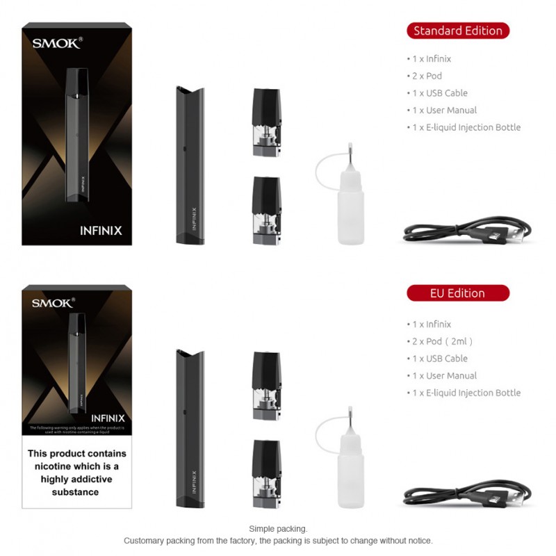 Smok Infinix Pod 250mAh, taşınabilir tasarımı ve kullanıcı dostu yapısıyla günlük kullanım için ideal bir pod cihazı deneyimi sunar.