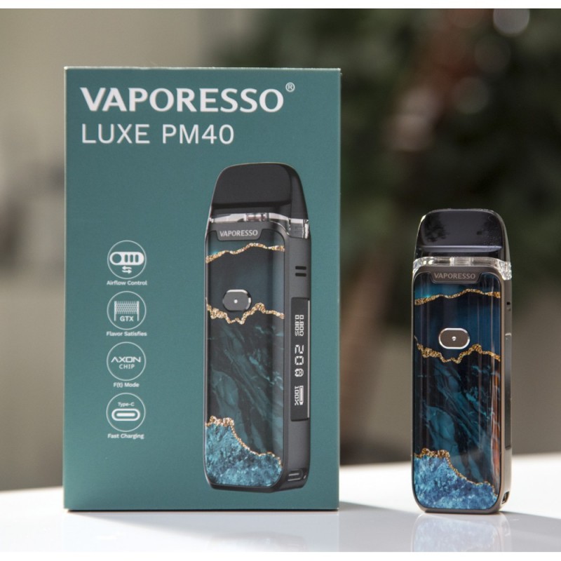 Vaporesso Luxe PM40 40W, 1800mAh bataryası ve ayarlanabilir hava akışıyla üstün performans sunar. Şık tasarımıyla her an yanınızda taşıyın.