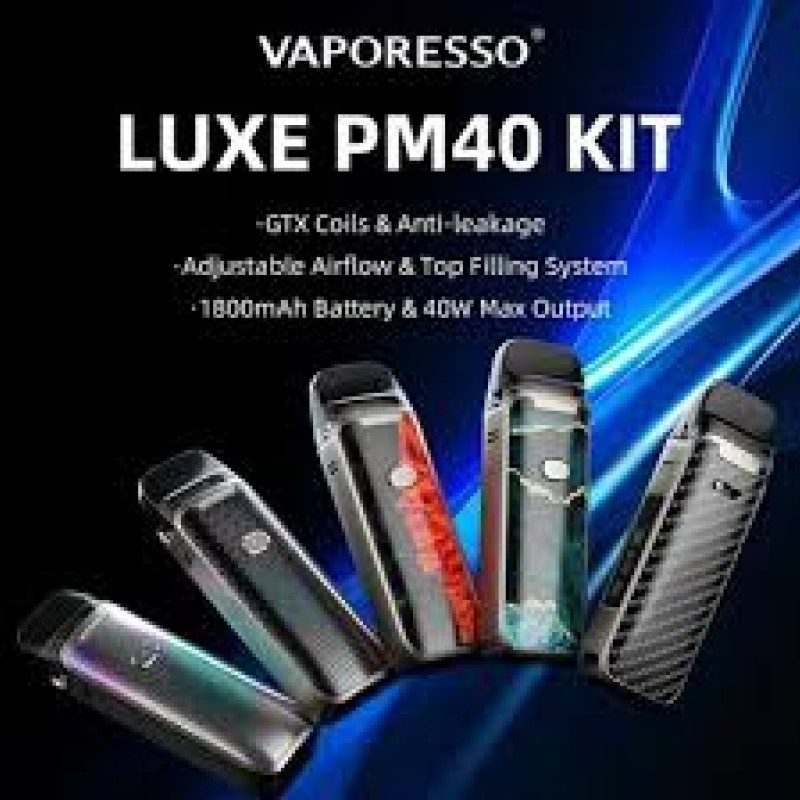 Vaporesso Luxe PM40 40W, 1800mAh bataryası ve ayarlanabilir hava akışıyla üstün performans sunar. Şık tasarımıyla her an yanınızda taşıyın.