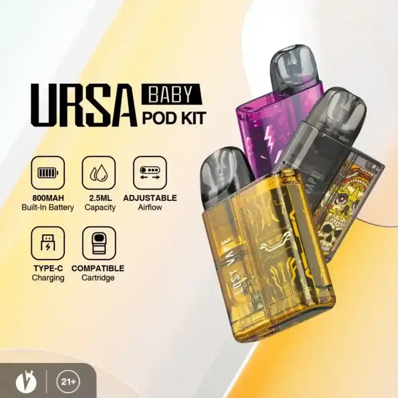 Lost Vape Ursa Baby Pod Mod, kompakt tasarımı ve güçlü performansıyla elektronik sigara deneyimini üst seviyeye taşır. Hemen keşfedin!